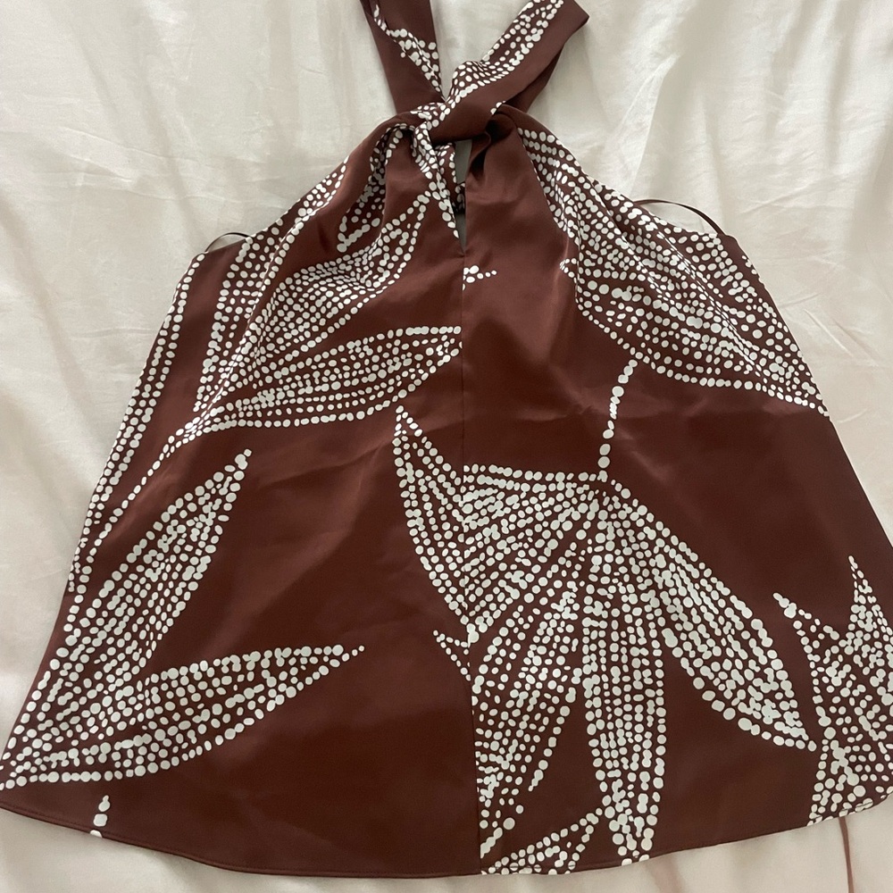 Rachel Zoe Brown and White Polka Dot Halter Top